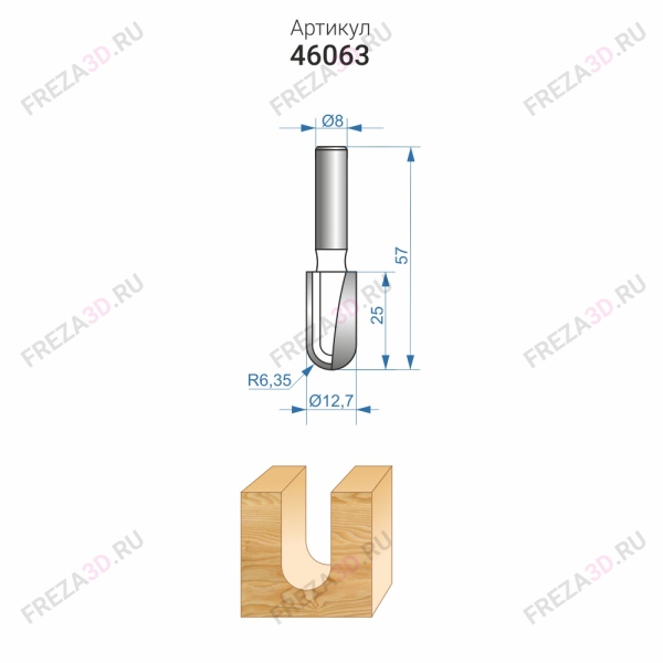 Фреза галтельная 12,7х25х8 R6,35 ЭНКОР