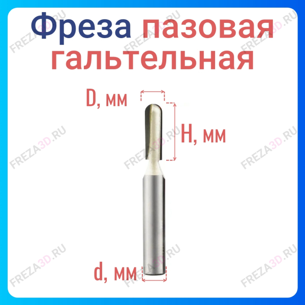 Фреза пазовая круглый нос (пальчиковая) R=6.35 D=12.7x15.88х50