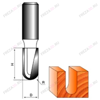 Фреза пазовая круглый нос (пальчиковая) R=3 D=6x12