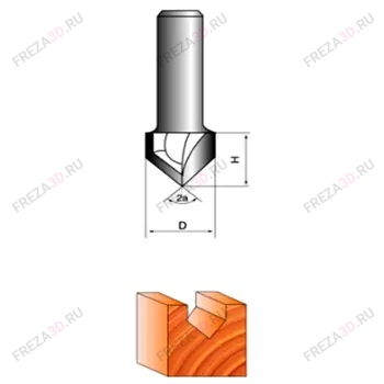 Фреза пазовая с углом 90гр. D=12,7x12,7x50  S=8